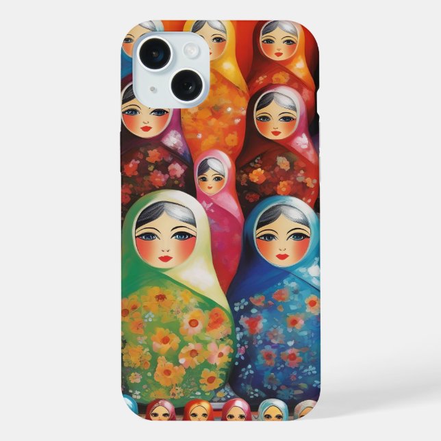 Digital art, stacking dolls iphone case (Back)