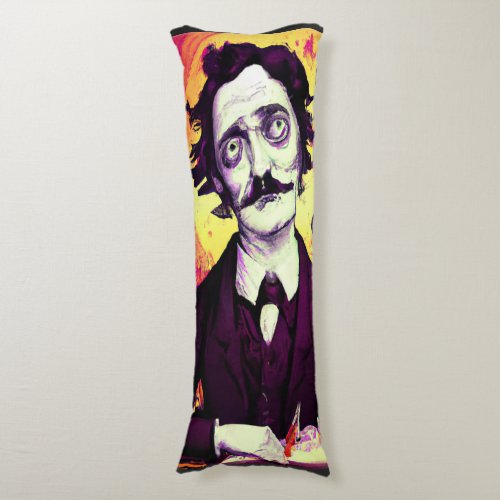 Digital Art Vintage Edgar Allan Poe Raven  Body Pillow