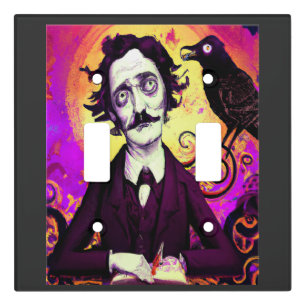 Digital Art Vintage Edgar Allan Poe Raven Light Switch Cover