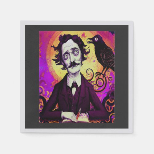 Digital Art Vintage Edgar Allan Poe Raven  Napkins