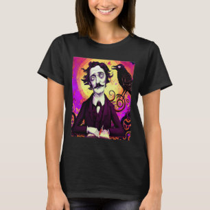 Digital Art Vintage Edgar Allan Poe Raven T-Shirt