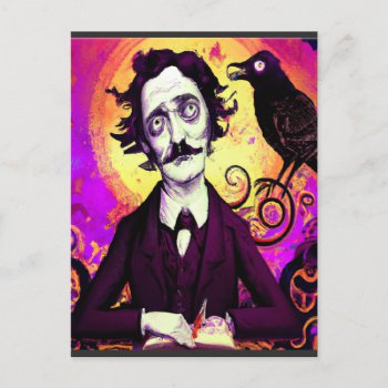 Digital Art Vintage Look Edgar Allan Poe Raven Sho Postcard by countrymousestudio at Zazzle