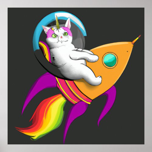 Digital Art  Wall Art  Astro Kitty Unicorn Space