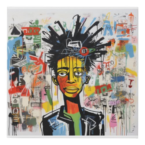 Digital Artwork inspired by Jean Michel Basquiat  Faux Canvas Print