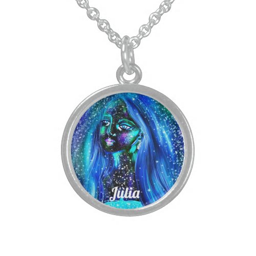 digital artwork universe personalized  sterling silver necklace