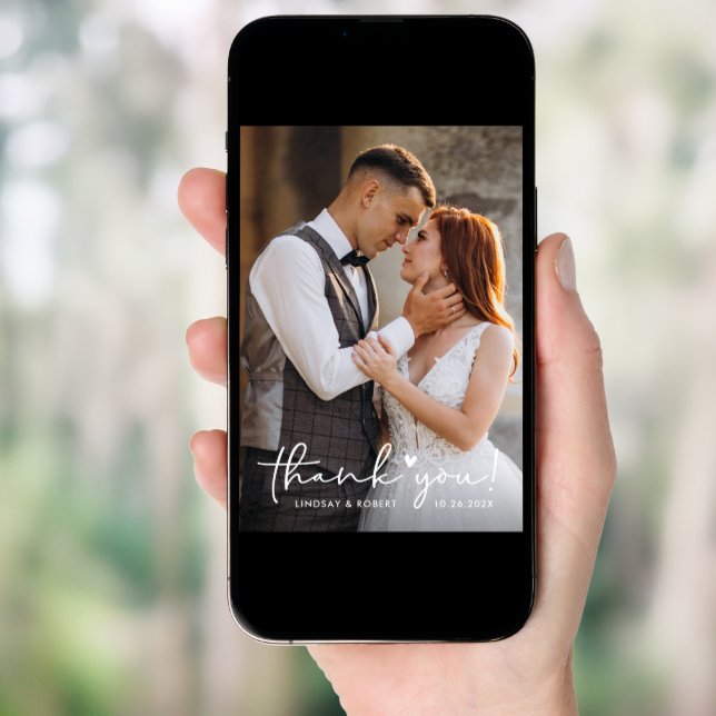 [Digital Avail.] Love Heart Wedding Thank You Card (Front Digital)