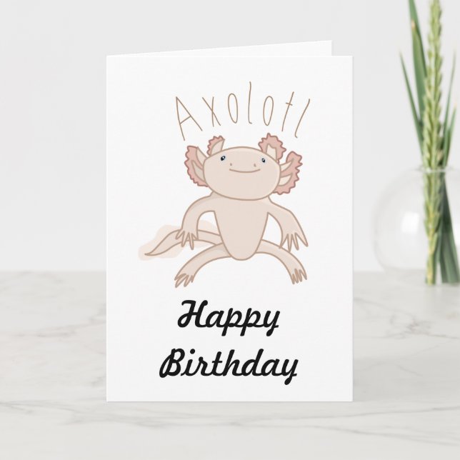 Digital Axolotl Illustration, Cute Animal Card (Front)