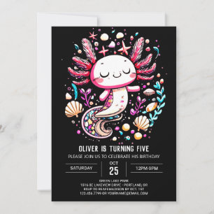 Digital Axolotl Ocean Birthday Celebration Invitation