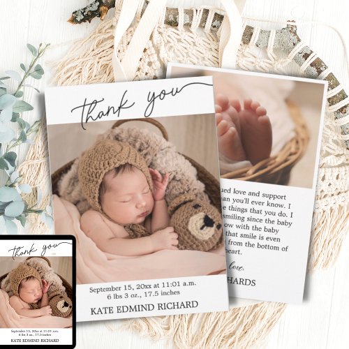 Digital Baby Birth Announcement Template Thank You