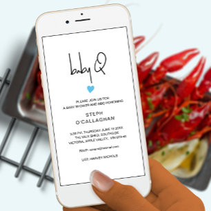 Digital Baby boy BBQ Shower Cellphone eVite Announcement