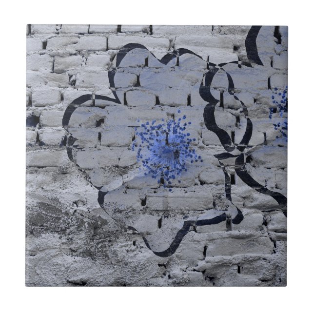 Digital background art of floral / flower pattern ceramic tile (Front)