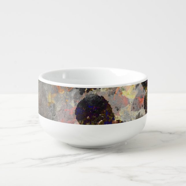 Digital background art of floral / flower pattern soup mug (Front)