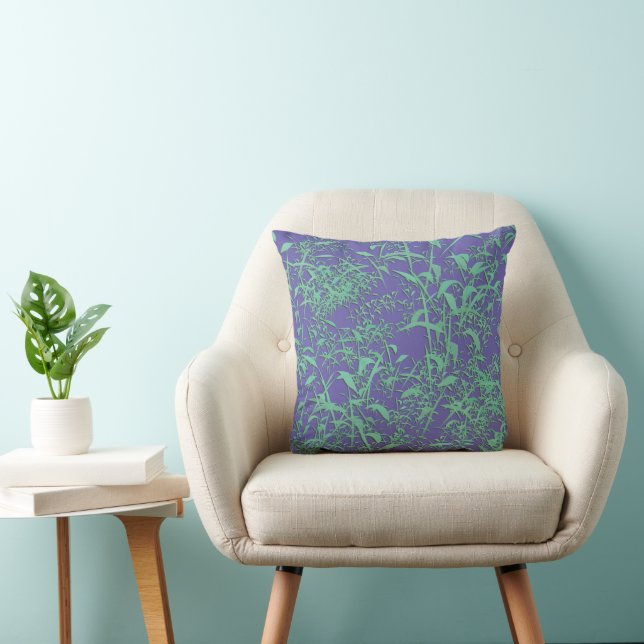 Digital Bamboo Leaves Throw Pillow (Chair)