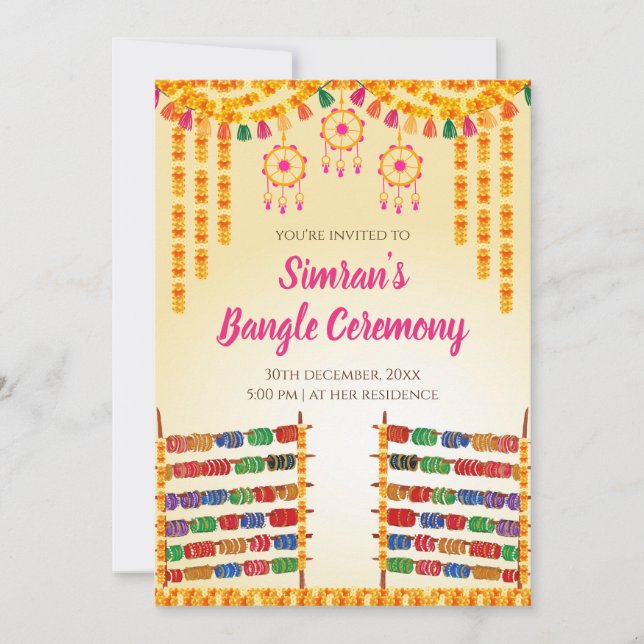 Digital Bangle ceremony invite & Choora invites (Front)
