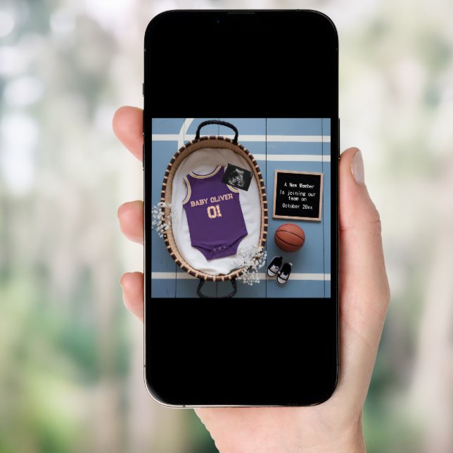 Digital basketball themed pregnancy announcement  (Front Digital)