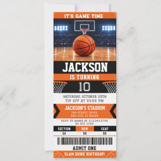 Digital Basketball Ticket Birthday Party Invitation