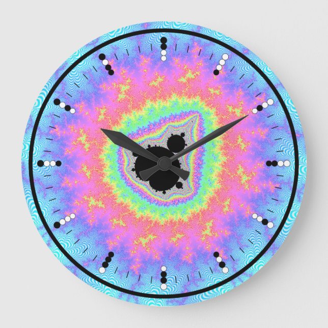 Digital (Binary) Analog Clock w Mandelbrot Fractal (Front)
