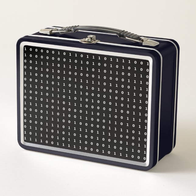 Digital Binary Art Metal Lunch Box (Front)