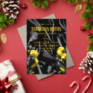 Digital Birthday Dinner Invitation Template, Black