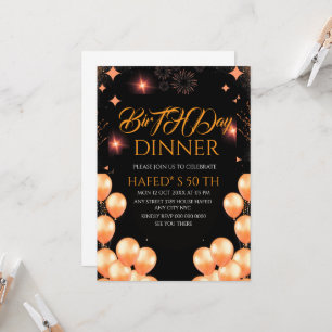Digital Birthday Dinner Invitation Template, Black