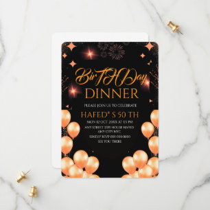 Digital Birthday Dinner Invitation Template, Black