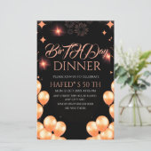 Digital Birthday Dinner Invitation Template, Black (Standing Front)