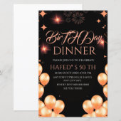 Digital Birthday Dinner Invitation Template, Black (Front/Back)