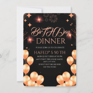Digital Birthday Dinner Invitation Template, Black