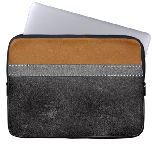 Digital Black Amber Leather Print Modern Laptop Sleeve