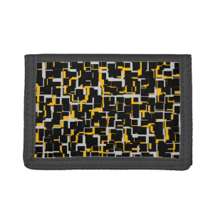 Digital Black Gray Yellow Pattern Tri-fold Wallet