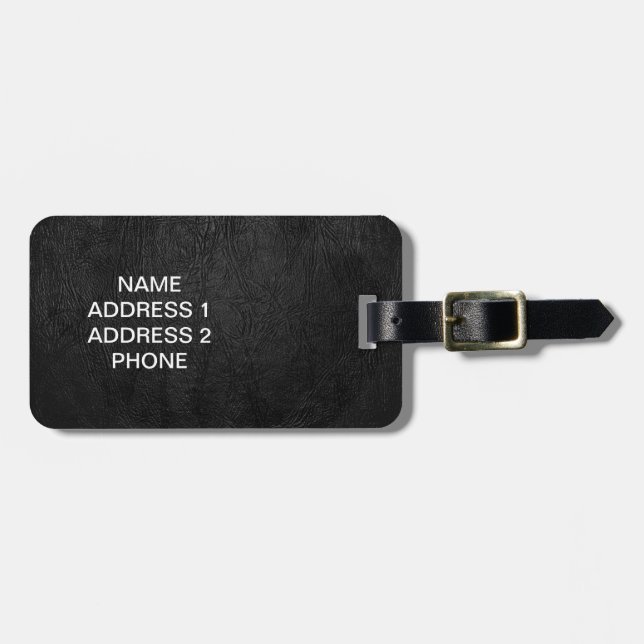 Digital Black Leather Luggage Tag (Front Horizontal)