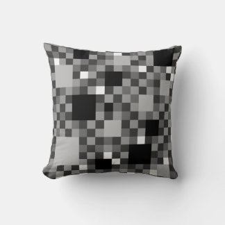 Digital Black Pixelated Little Squares Throw Pillow