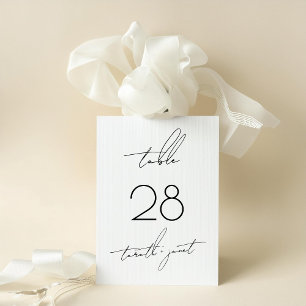 Digital Black White Script Wedding Table Number