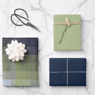 Digital Blue-Green Chic Hues Design Wrapping Paper Sheets
