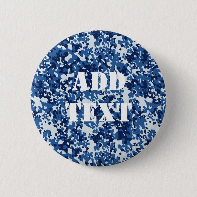 Digital Blue Military Pattern Pinback Button (Front)