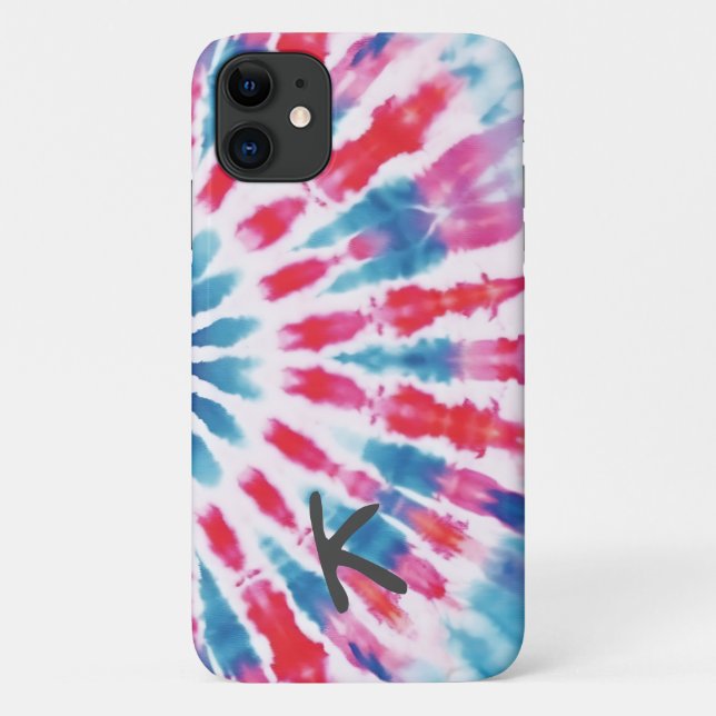 Digital Blue Pink Tie Dye iPhone Case (Back)
