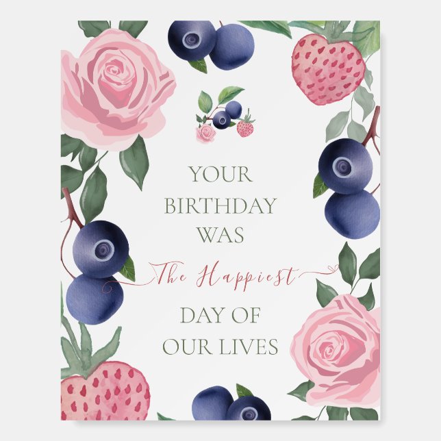 Digital Blueberry and Strawberry Birthday Sign (Front)