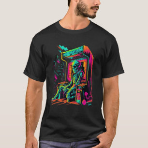Digital Bones  Skeleton in Arcade Machine EDM Desi T-Shirt
