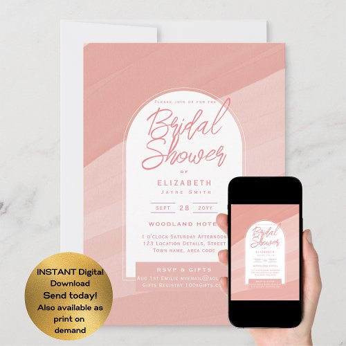 DIGITAL BRIDAL Shower Invite Blush Dusty Pink