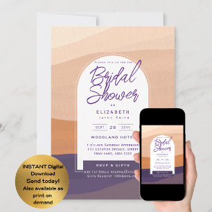 DIGITAL BRIDAL Shower Invite Purple Orange