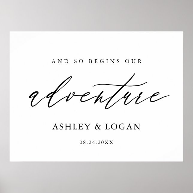 Digital Calligraphy Wedding Adventure Welcome Sign (Front)