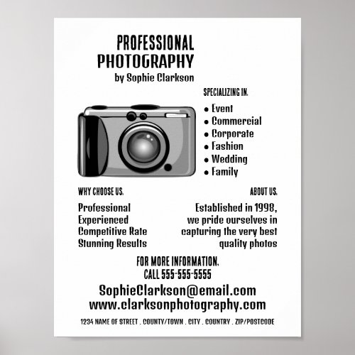 Digital Camera Icon Photographer Photography Hire Poster