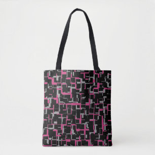 Digital Camo Black Magenta Gray Pattern Tote Bag