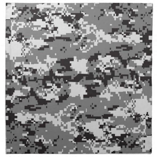 Digital camo Black white and grey Printed Napkins | Zazzle