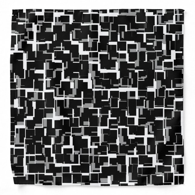 Digital Camo Black White Gray Pattern Bandana (Front)
