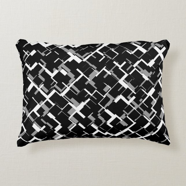 Digital Camo Black White Gray Pattern Decorative Pillow (Front)