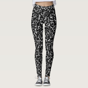 Digital Camo Black White Gray Pattern Leggings