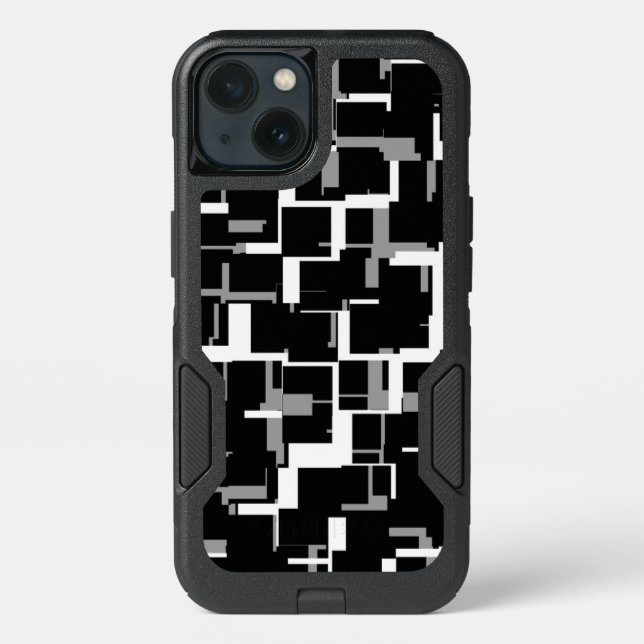 Digital Camo Black White Gray Pattern Otterbox iPhone Case (Back)