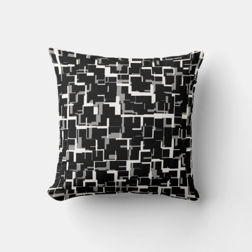 Digital Camo Black White Gray Pattern Throw Pillow