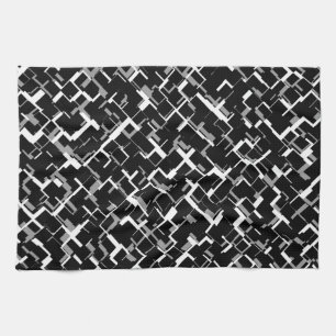 Digital Camo Black White Gray Pattern Towel